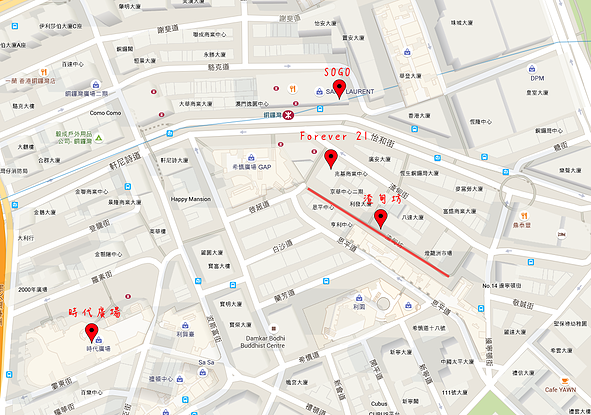 香港銅鑼灣購物地圖