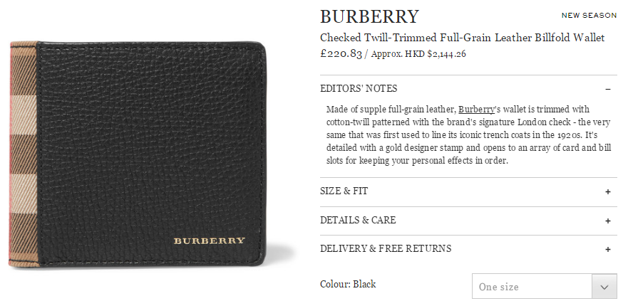 英國網站Mr Porter網購男士名牌Burberry錢包領帶等最低53折优惠