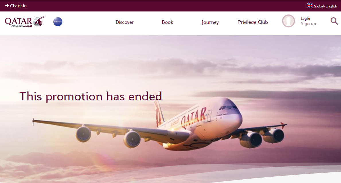 Qatar Airways 優惠碼2018【Qatar Airways 卡塔爾航空】UK&Ireland offer預告：經濟艙、頭等艙享95折優惠