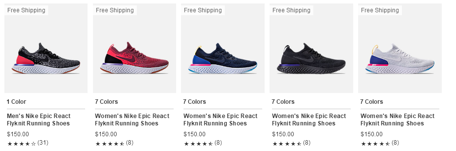 FinishLine.com2018優惠碼 Nike2018 超新 Epic React Flyknit跑鞋发售  可入手新色
