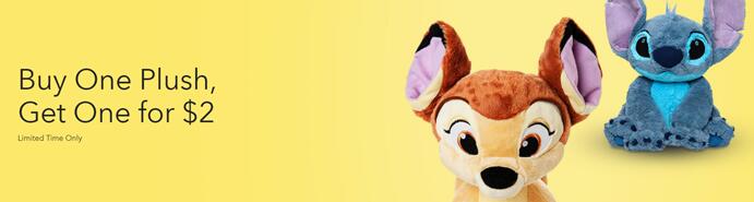 Disney迪士尼優惠碼2018 Disney迪士尼官網精選毛絨玩具第二件僅售 $2 滿額免郵