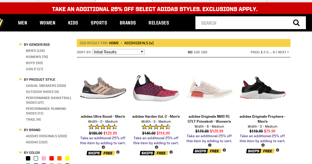 Eastbay優惠碼2018【Eastbay】指定Adidas產品額外75折！