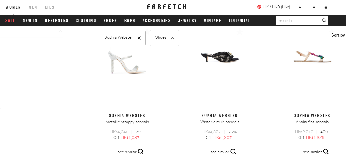 Farfetch官網2018最新優惠碼  購Sophia Webster鞋款低至6折再额外有9折+直運港澳