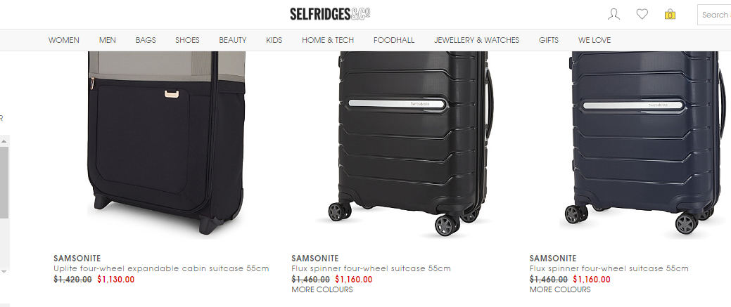 Selfridges百貨最新優惠碼2018  購美國品牌Samsonite行李箱低至香港41折