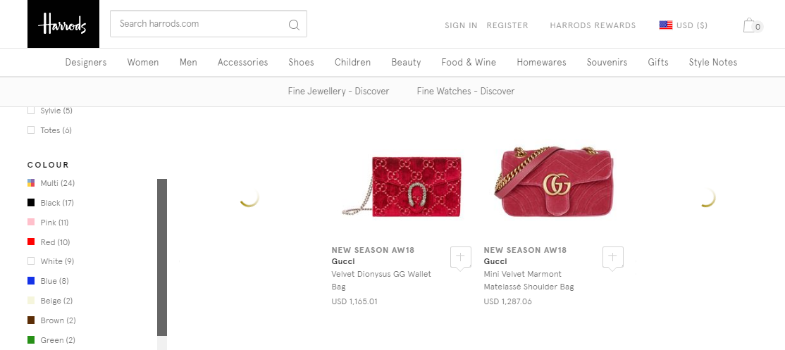 Harrods優惠碼2018-英國百貨Harrods網購Gucci最新款手袋低至香港75折+直寄香港