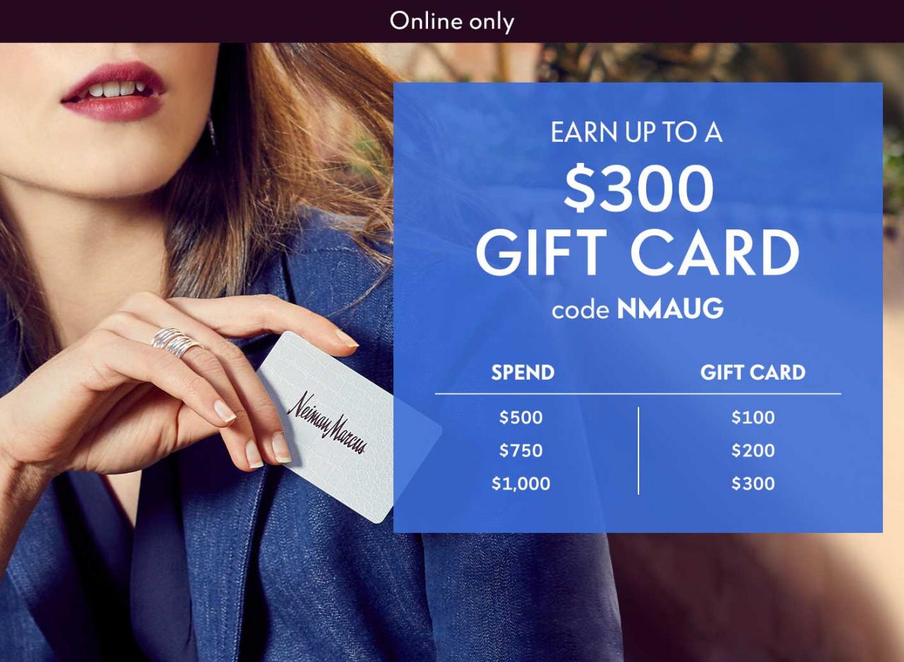 Neiman Marcus優惠碼2018【Neiman Marcus】最高送$300禮品卡！