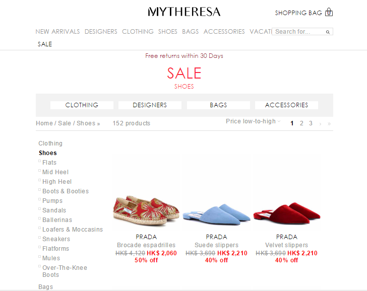 Mytheresa網最新購物優惠碼2018-英國Mytheresa網購Prada鞋款低至5折，滿額度免費送港澳