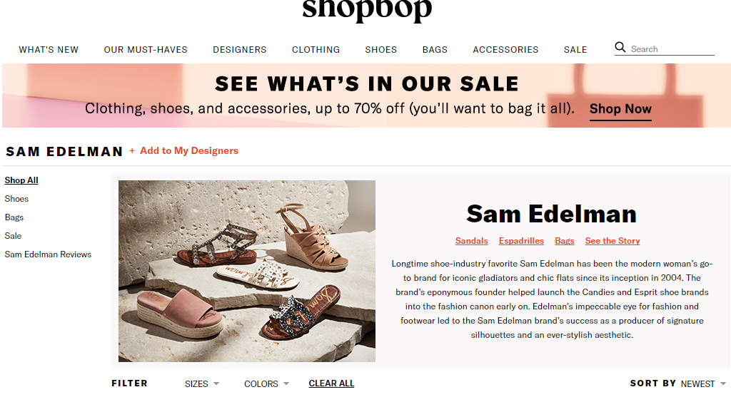 ShopBop最新優惠促銷-美國ShopBop網購Sam Edelman鞋款低至香港71折+满额免费寄港澳