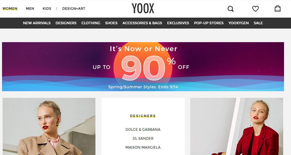 YOOX美國官網促銷優惠2018-親友特賣會服飾鞋包1折起,訂單滿$200免美國運費
