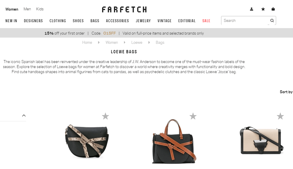 英國Farfetch新客戶85折優惠碼2018-網購Loewe包包低至香港64折,最低HK$7,227起,過百款手袋特價